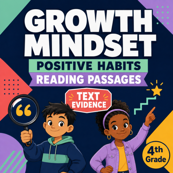 C02 4th Grade Growth Mindset Reading Comprehension Passages | Text Evidence