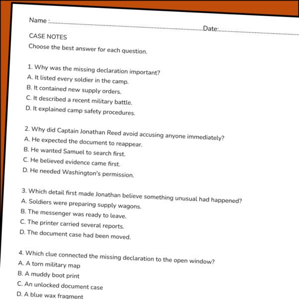 TPT603-G8-Secrets in the Windmill American Revolution Historical Fiction Reading Comprehension | Grade 6 Mystery
