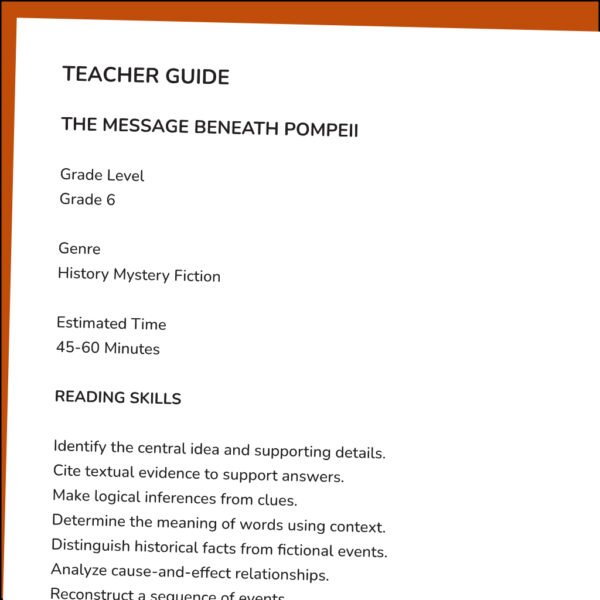 TPT603-G8-Secrets in the Windmill Pompeii Reading Comprehension Mystery | Grade 6 Ancient Rome Worksheets